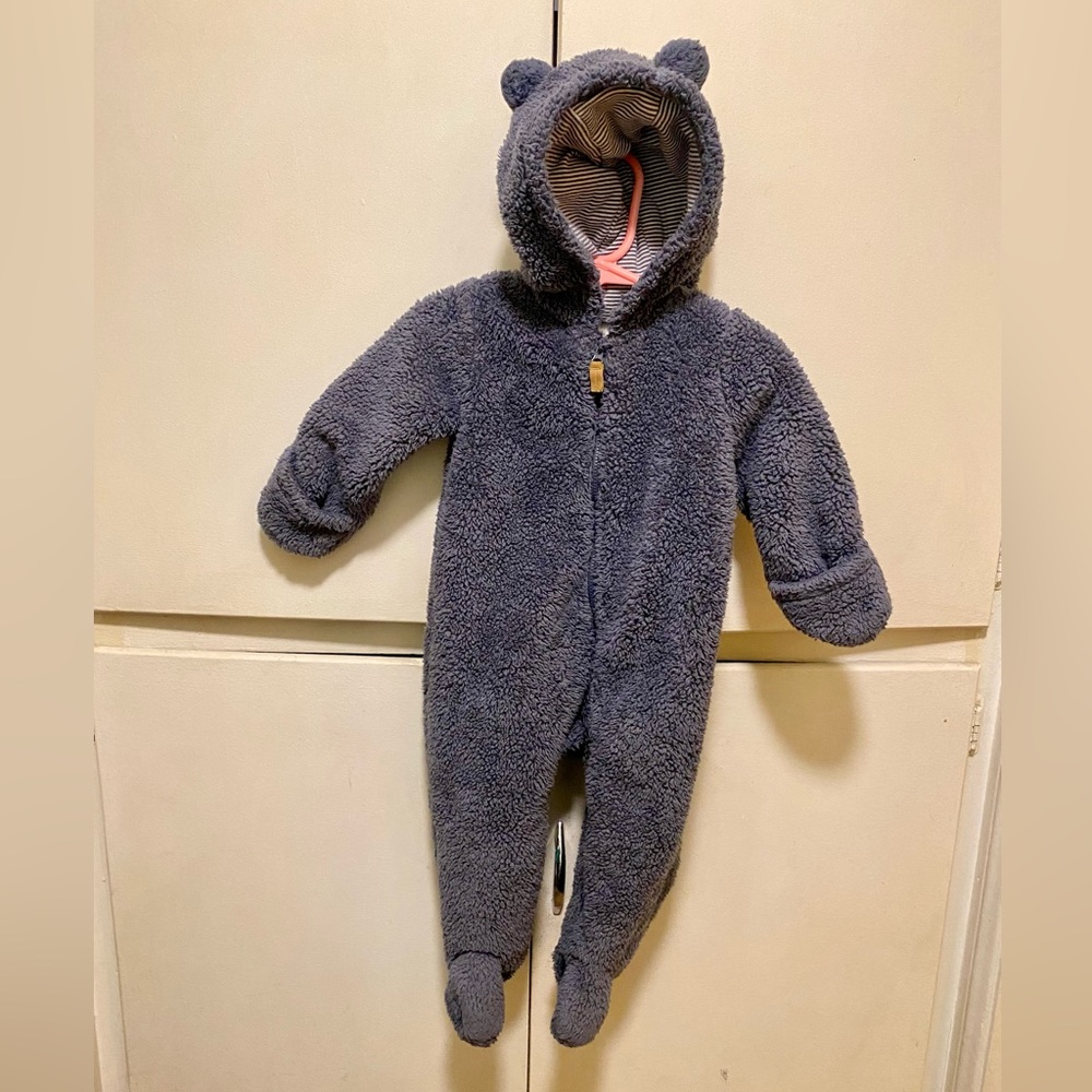 Winter bear ears 9m onesie